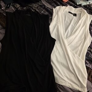 Tahari Draped Surplice Camisole - Black & White